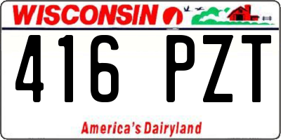 WI license plate 416PZT