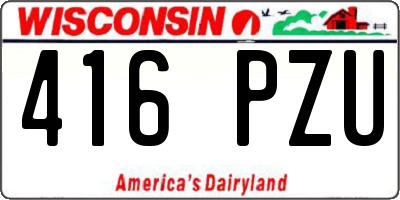 WI license plate 416PZU