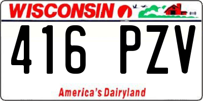 WI license plate 416PZV