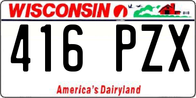 WI license plate 416PZX