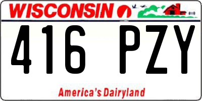 WI license plate 416PZY