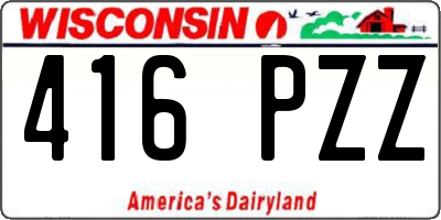 WI license plate 416PZZ
