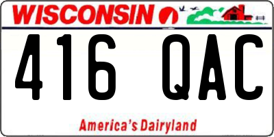 WI license plate 416QAC