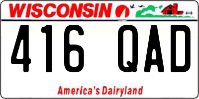 WI license plate 416QAD