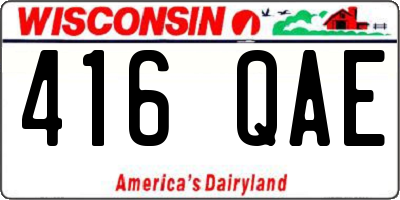 WI license plate 416QAE