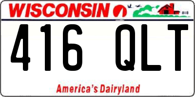 WI license plate 416QLT