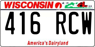 WI license plate 416RCW