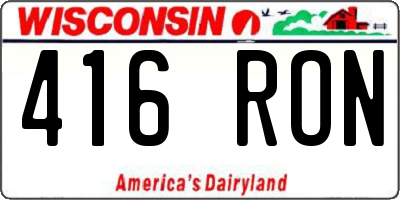 WI license plate 416RON