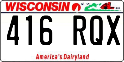 WI license plate 416RQX