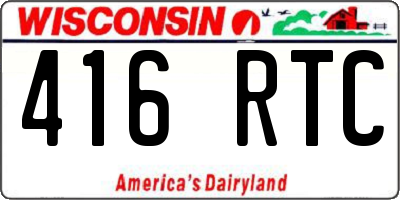 WI license plate 416RTC