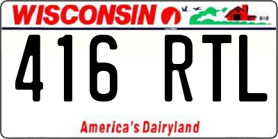 WI license plate 416RTL