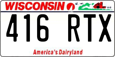 WI license plate 416RTX