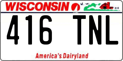 WI license plate 416TNL