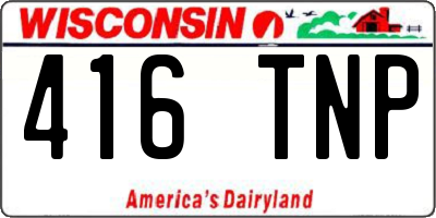 WI license plate 416TNP