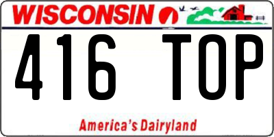 WI license plate 416TOP