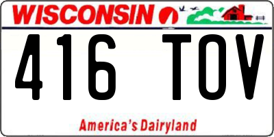 WI license plate 416TOV