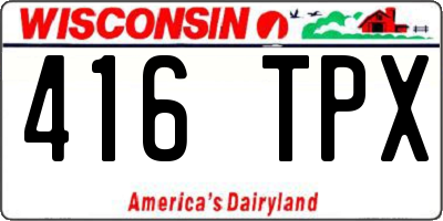 WI license plate 416TPX