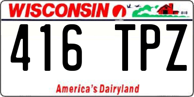 WI license plate 416TPZ