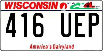 WI license plate 416UEP