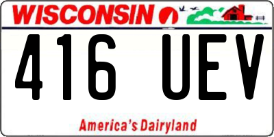 WI license plate 416UEV