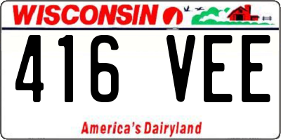 WI license plate 416VEE