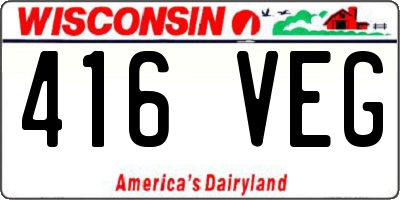 WI license plate 416VEG