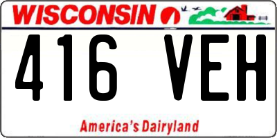 WI license plate 416VEH