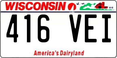 WI license plate 416VEI
