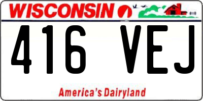 WI license plate 416VEJ