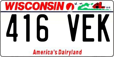 WI license plate 416VEK