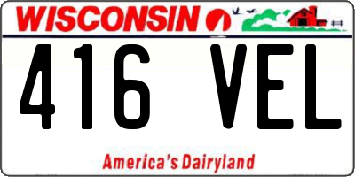 WI license plate 416VEL