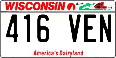 WI license plate 416VEN