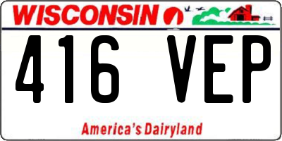 WI license plate 416VEP