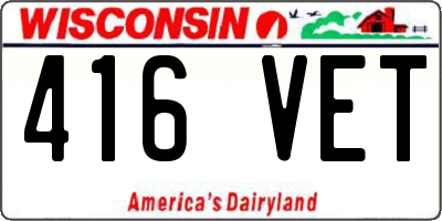 WI license plate 416VET