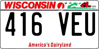 WI license plate 416VEU