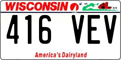 WI license plate 416VEV
