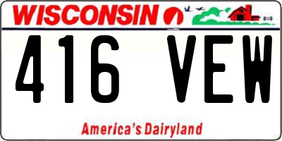 WI license plate 416VEW