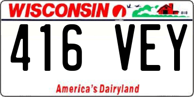 WI license plate 416VEY