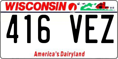 WI license plate 416VEZ