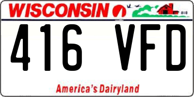 WI license plate 416VFD