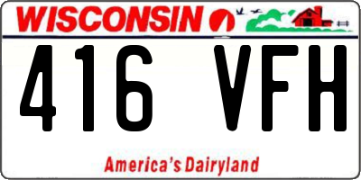 WI license plate 416VFH