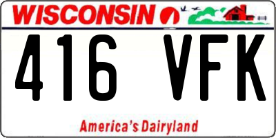WI license plate 416VFK