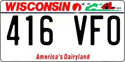 WI license plate 416VFO