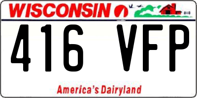 WI license plate 416VFP