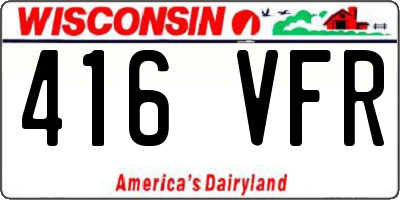 WI license plate 416VFR