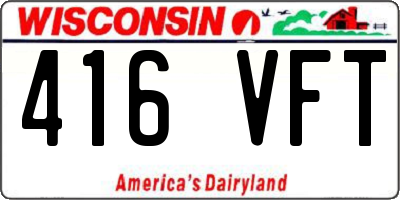 WI license plate 416VFT