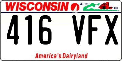WI license plate 416VFX