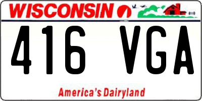 WI license plate 416VGA