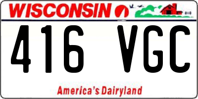 WI license plate 416VGC