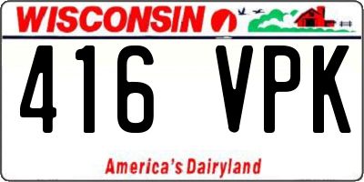 WI license plate 416VPK